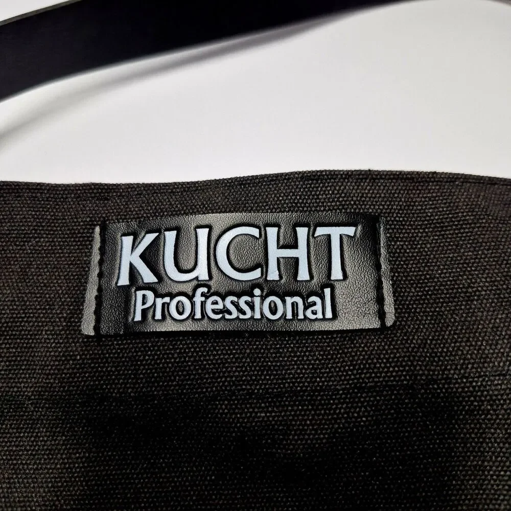 Kucht Professional Chef Apron Black Heavy Duty Waxed Cooking Grill Front Pocket